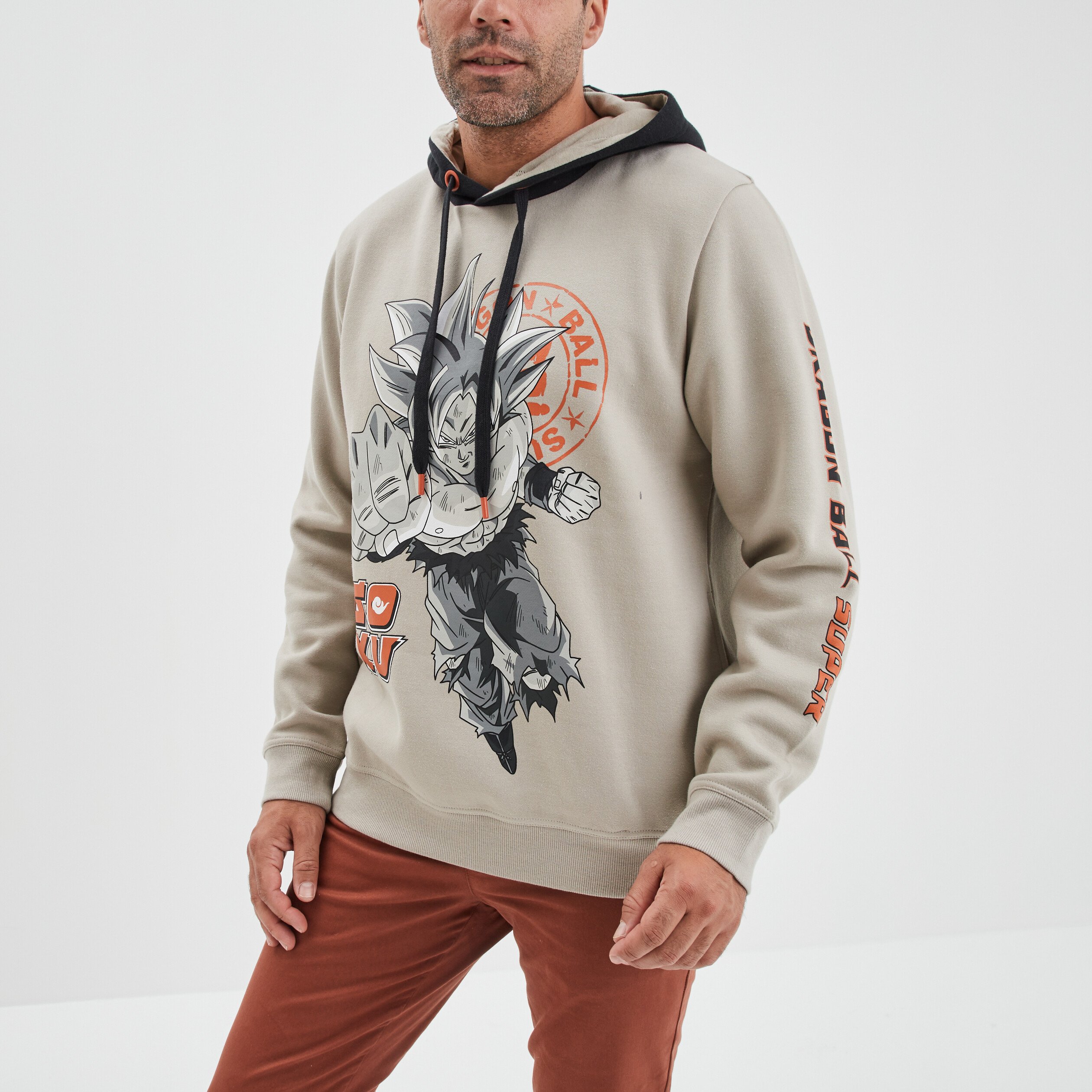 Sweat à capuche hoodie Dragon Ball Z gris homme | La Halle