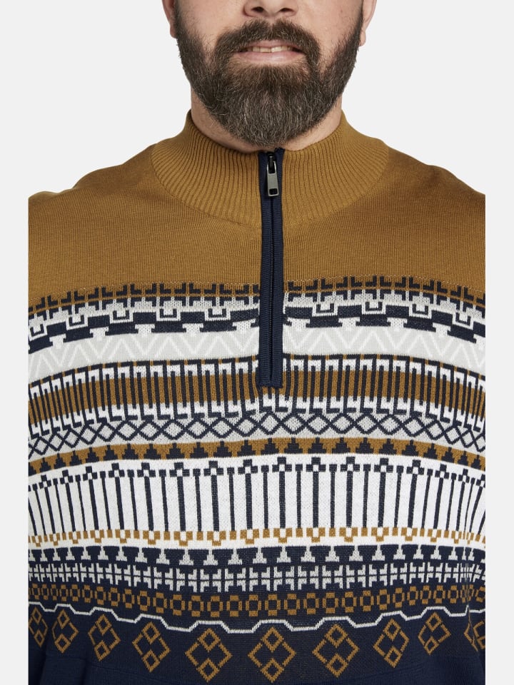 Charles Colby Pullover EARL SENAN in dunkelblau gemustert günstig kaufen