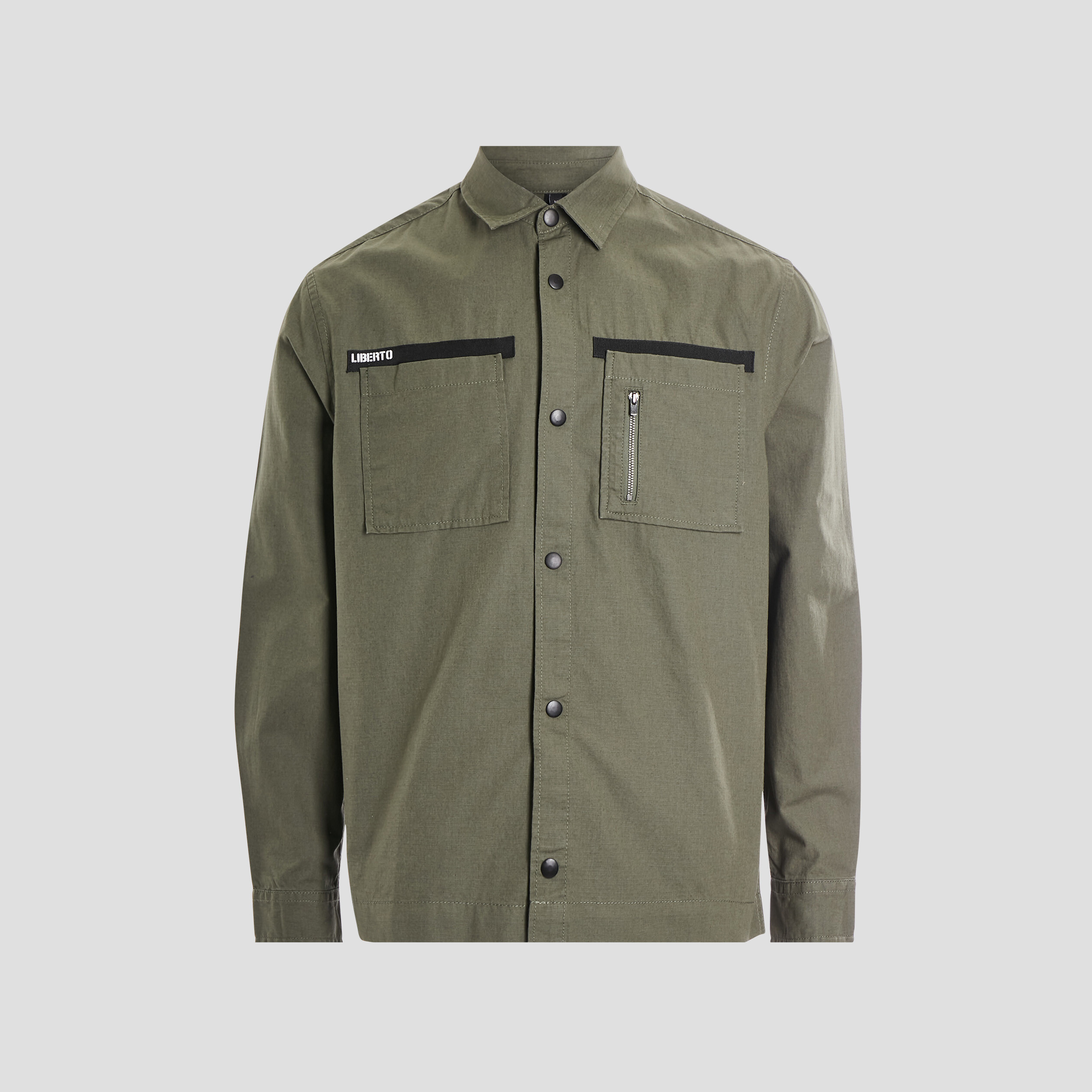 Chemise manches longues détail zippé vert kaki homme | La Halle