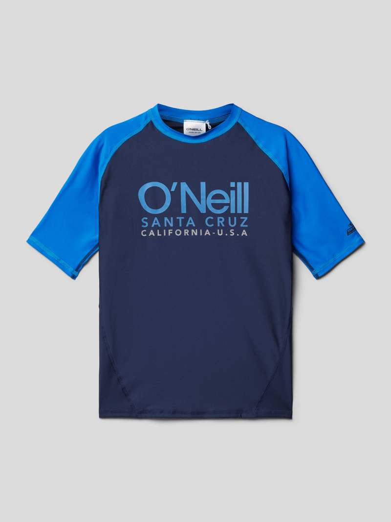 T-Shirt mit Label-Print Modell 'CARLI SKIN' in marineblau