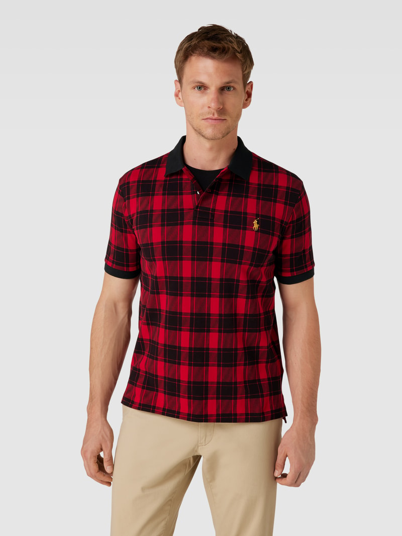 Poloshirt mit Tartan-Muster und 2-Knopfleiste in rot
