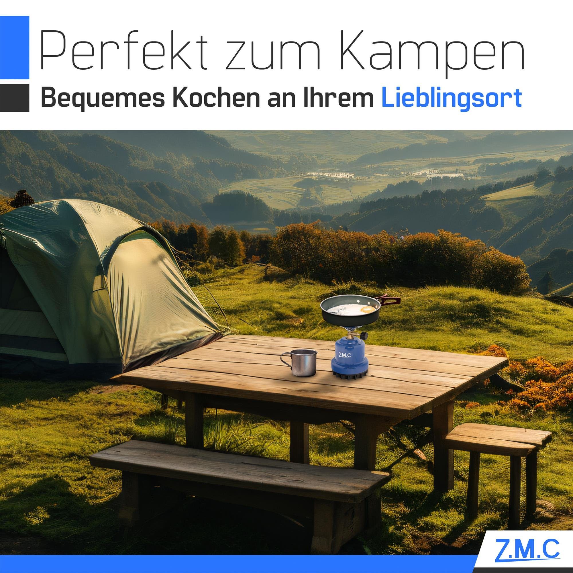 ZMC Gaskocher Campingkocher Gaskocher Shisha Kohleanzünder Stechgaskartusche Herd, (Maximale Temperatur: 1100W / Gewicht: 520g), Butangasbrenner Kartuschenkocher Kochfeld für Festivals, Wanderungen