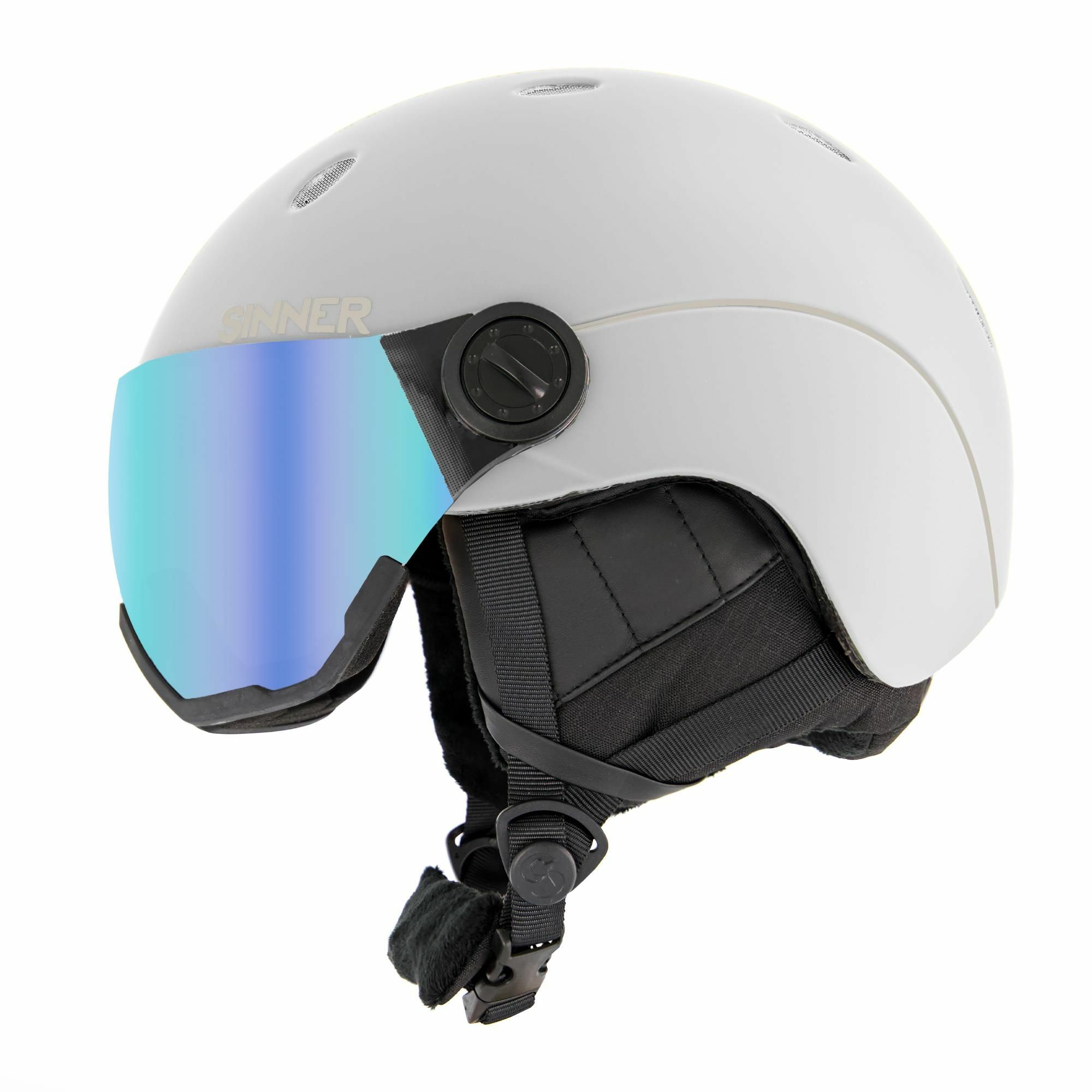 Sinner Titan White Blue Skihelm mit Visier