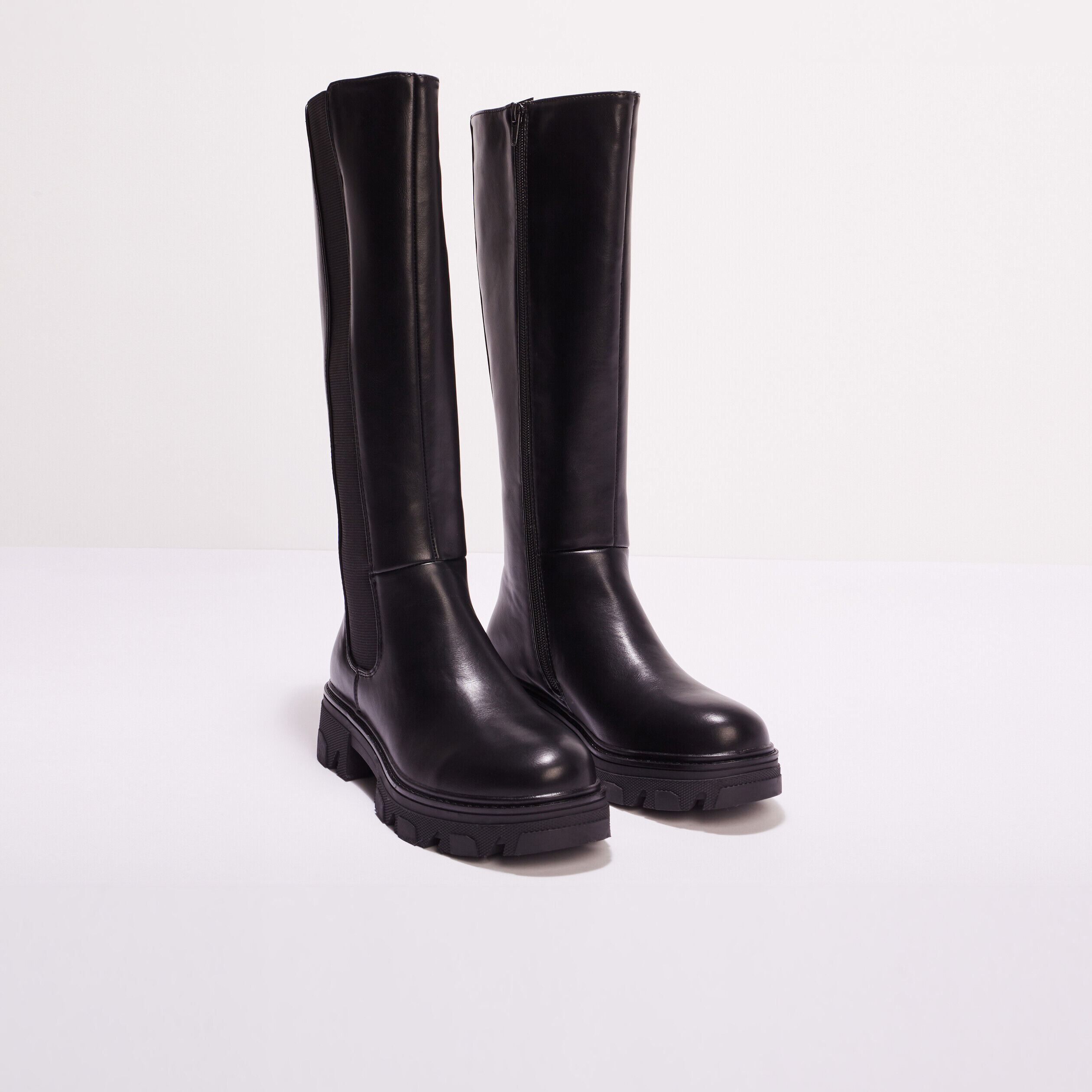 Bottes chunky zippées noir femme | Cache Cache