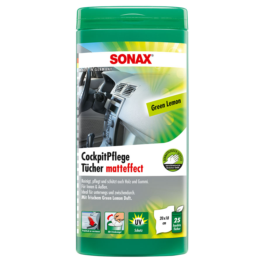 SONAX 4128000 CockpitPflegeTücher matteffect, 25 Stück - ATU