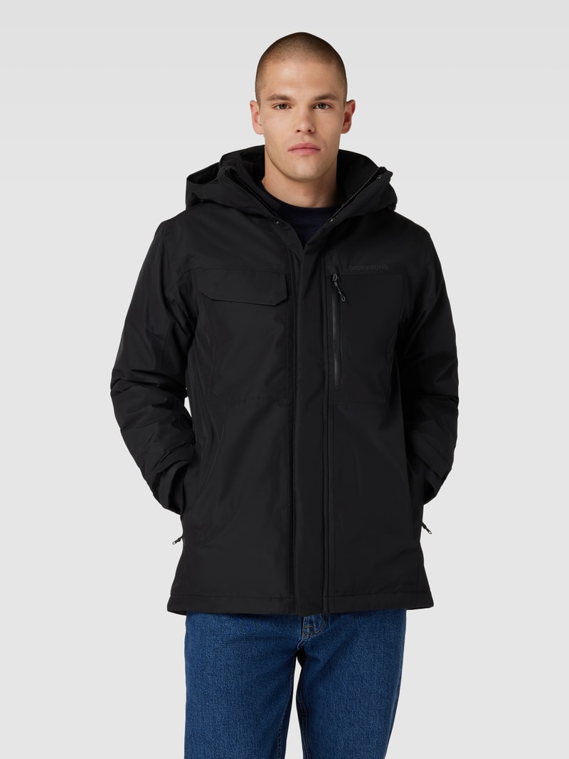 Jacke mit Label-Details Modell 'STEFAN' in schwarz