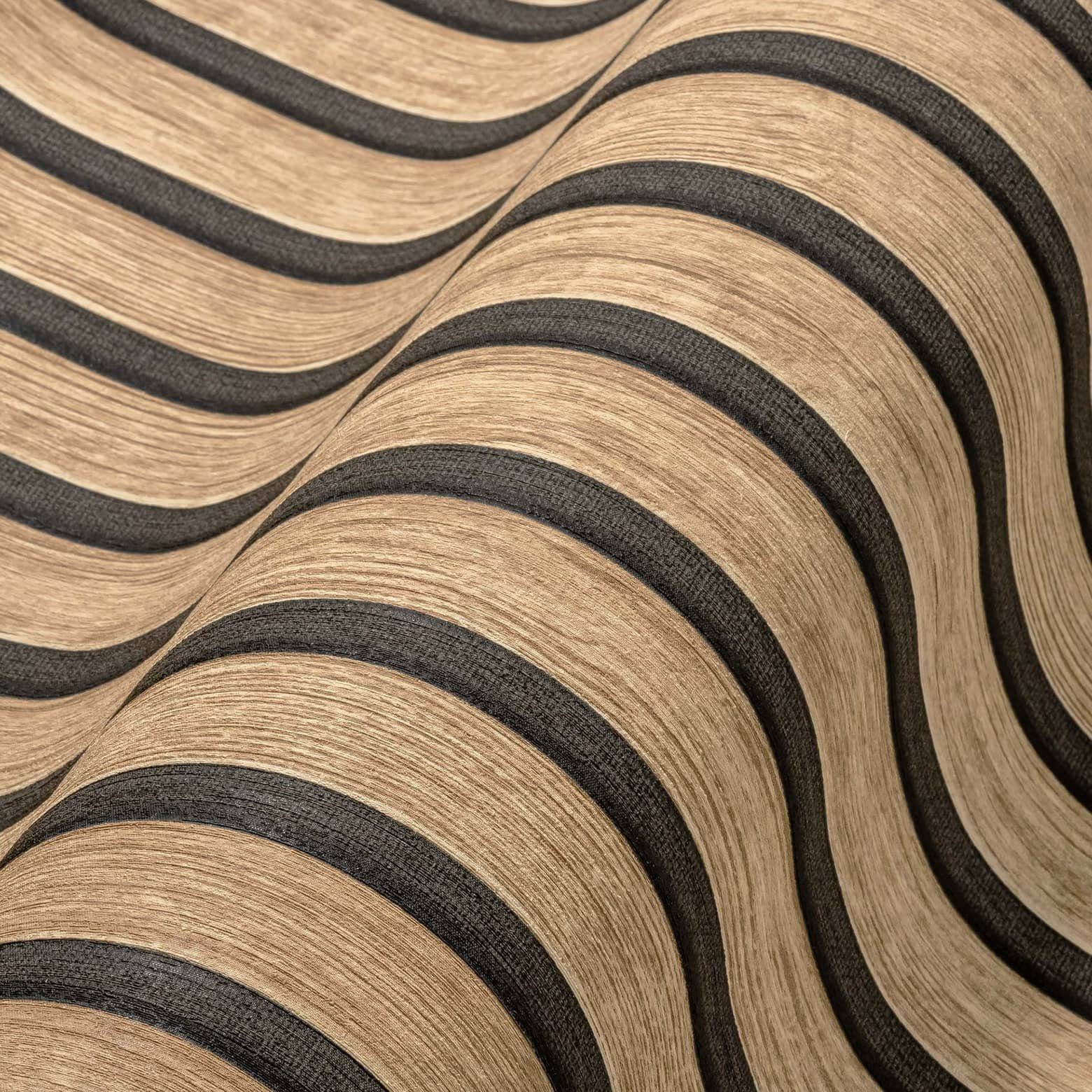 K&L Wall Art Vliestapete Holzoptik Landhaustapete Akustikpaneele 3D Lamellenwand Optik, leicht strukturiert