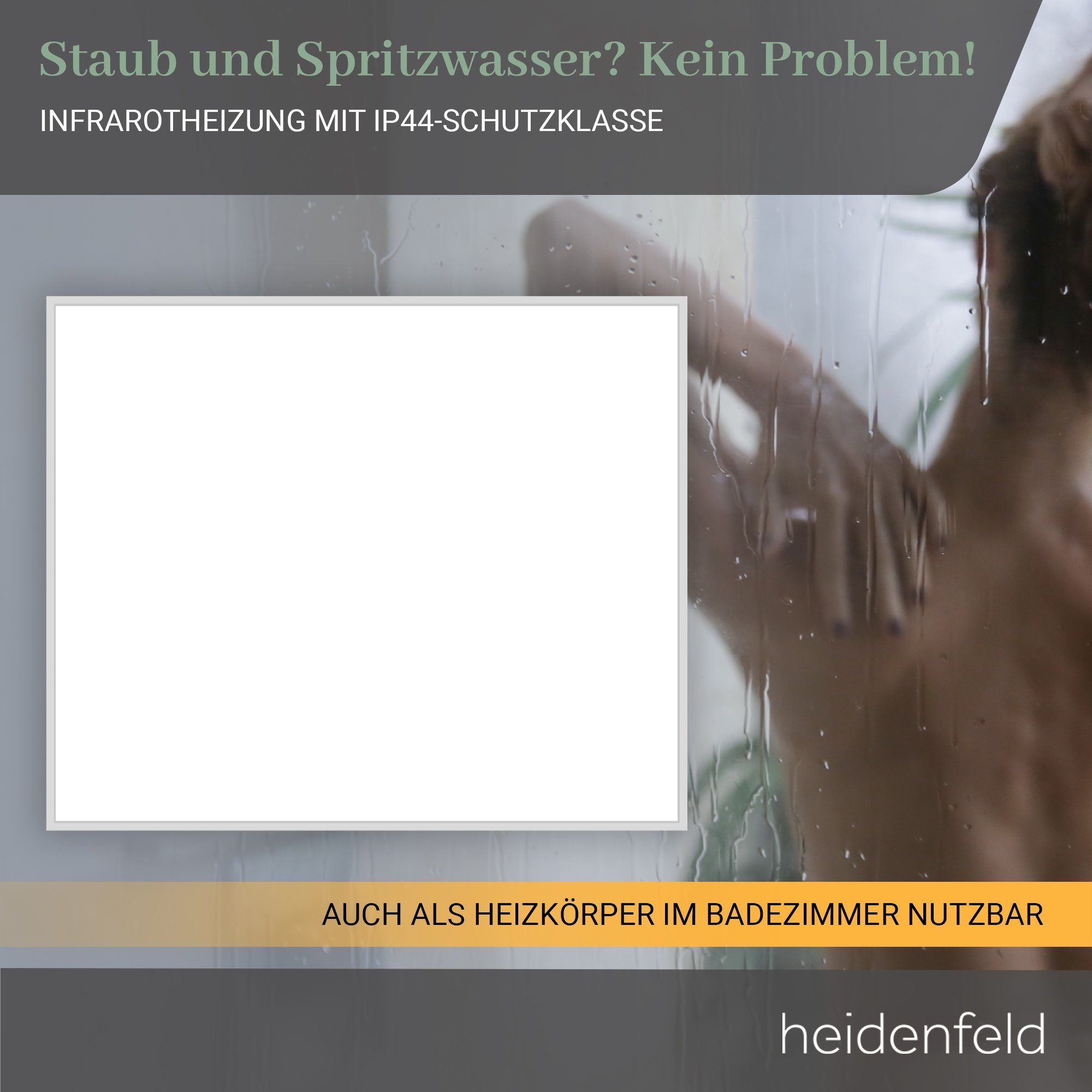 Heidenfeld Infrarotheizung 600 - 1200 W Wand Decke Elektroheizung HF-HP110 - 10 J. Garantie, App-Steuerung & Thermostat - Infrarot Wandheizung Heizkörper