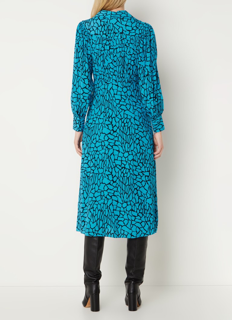 Rochie-tunic midi cu imprimeu fluier și volane.