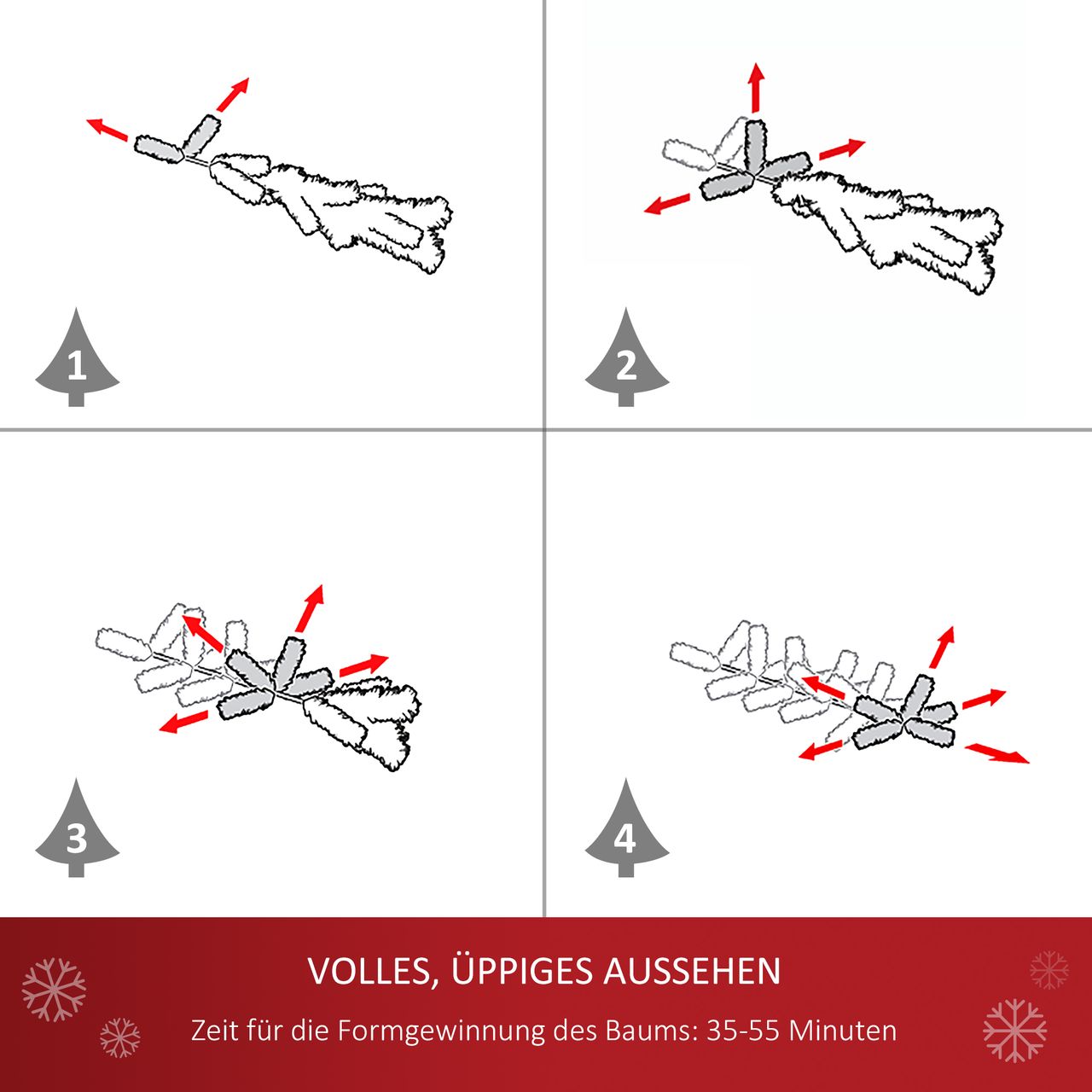 HOMCOM Tannenbaum Weihnachtsbaum Christbaum 150 / 180cm 680 Spitze inkl. Deko