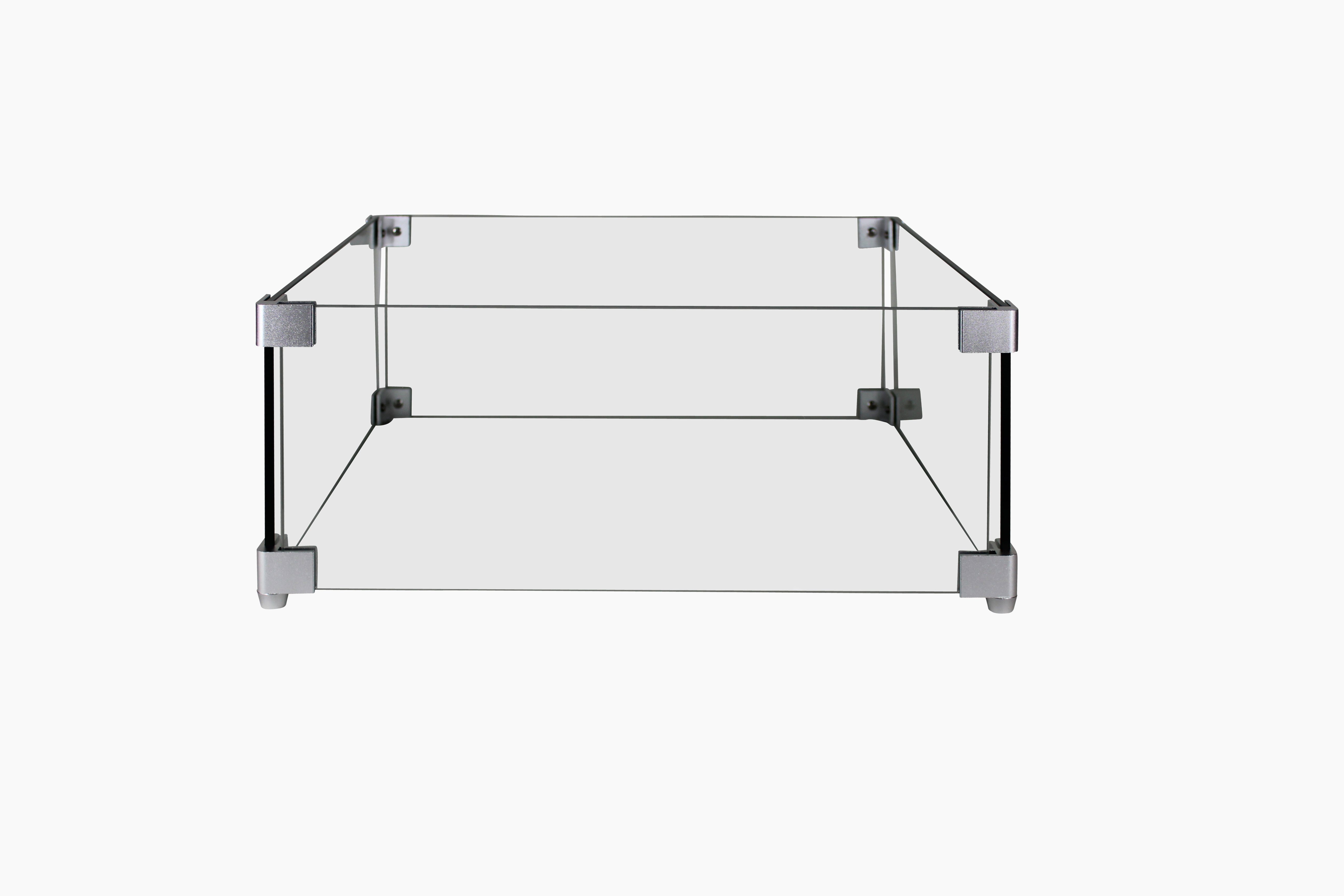 Firestar Feuertisch Gas-Einbau-Brenner SET inkl. Glas, Lavasteinen, Elektrozündung 40x40cm, (Komplett-Set), Edelstahl