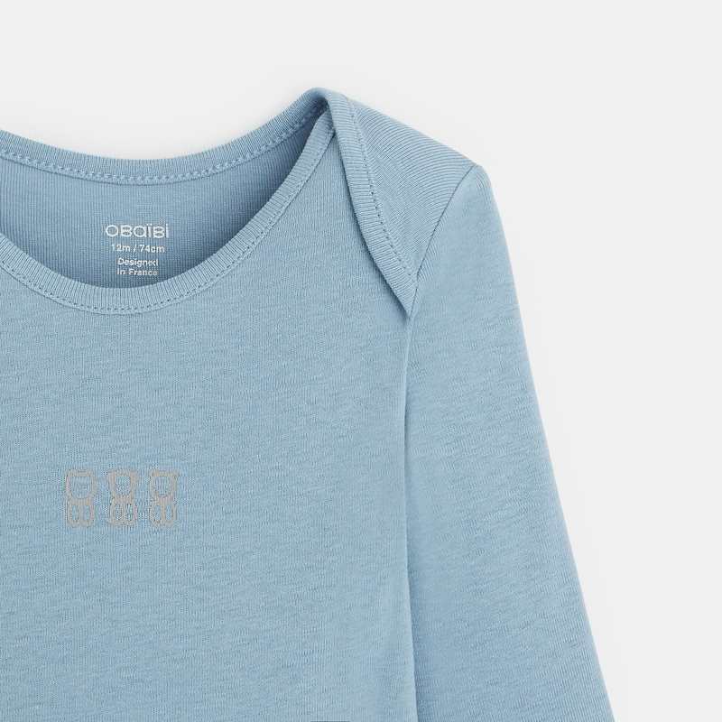 Body manches longues col US (lot de 5) bleu naissance