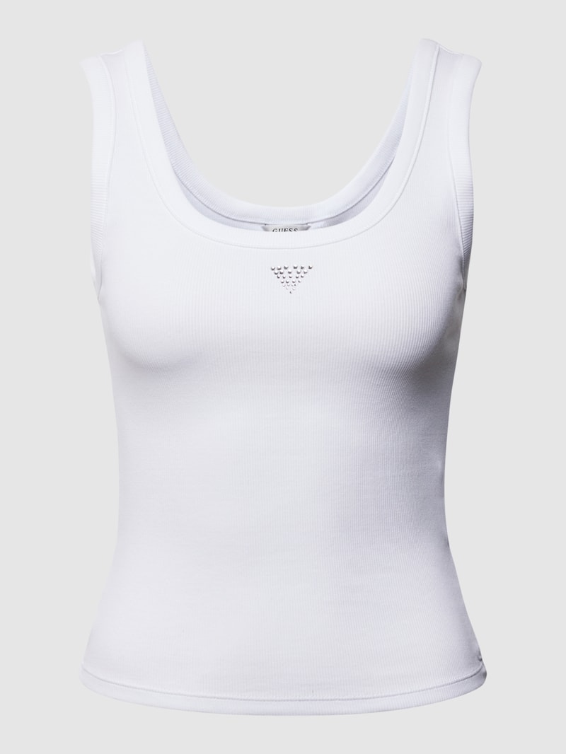 Top mit Feinripp Modell 'BLING' in weiss