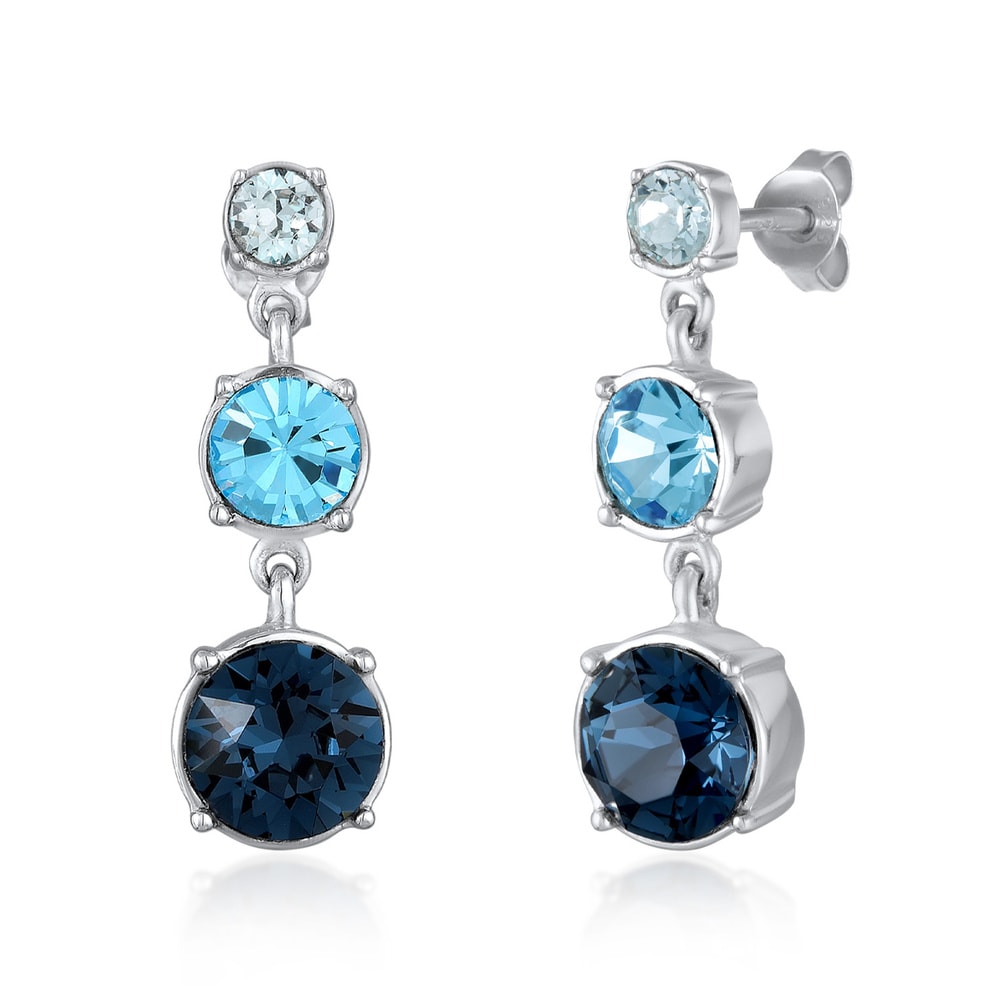 Elli Elli Boucles d'Oreilles Femmes pendentif d'oreilles rond avec cristaux bleu en ar Boucles d'oreilles