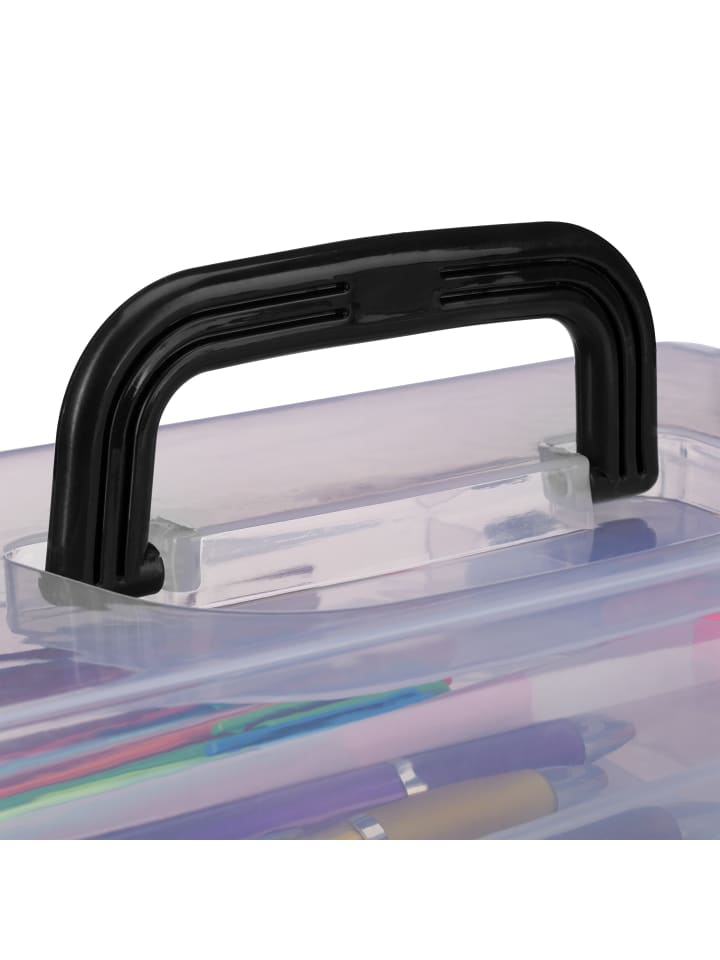 relaxdays Aufbewahrungsbox in Transparent/ Schwarz - (B)33 x (H)14,5 x(T)19 cm günstig kaufen onesize