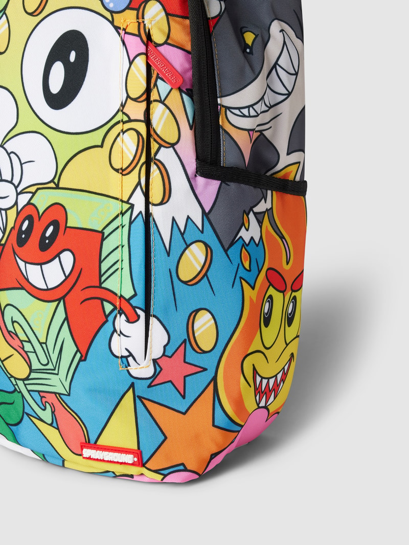Rucksack mit Allover-Muster Modell 'CARTOON CHARACTERS' in gelb