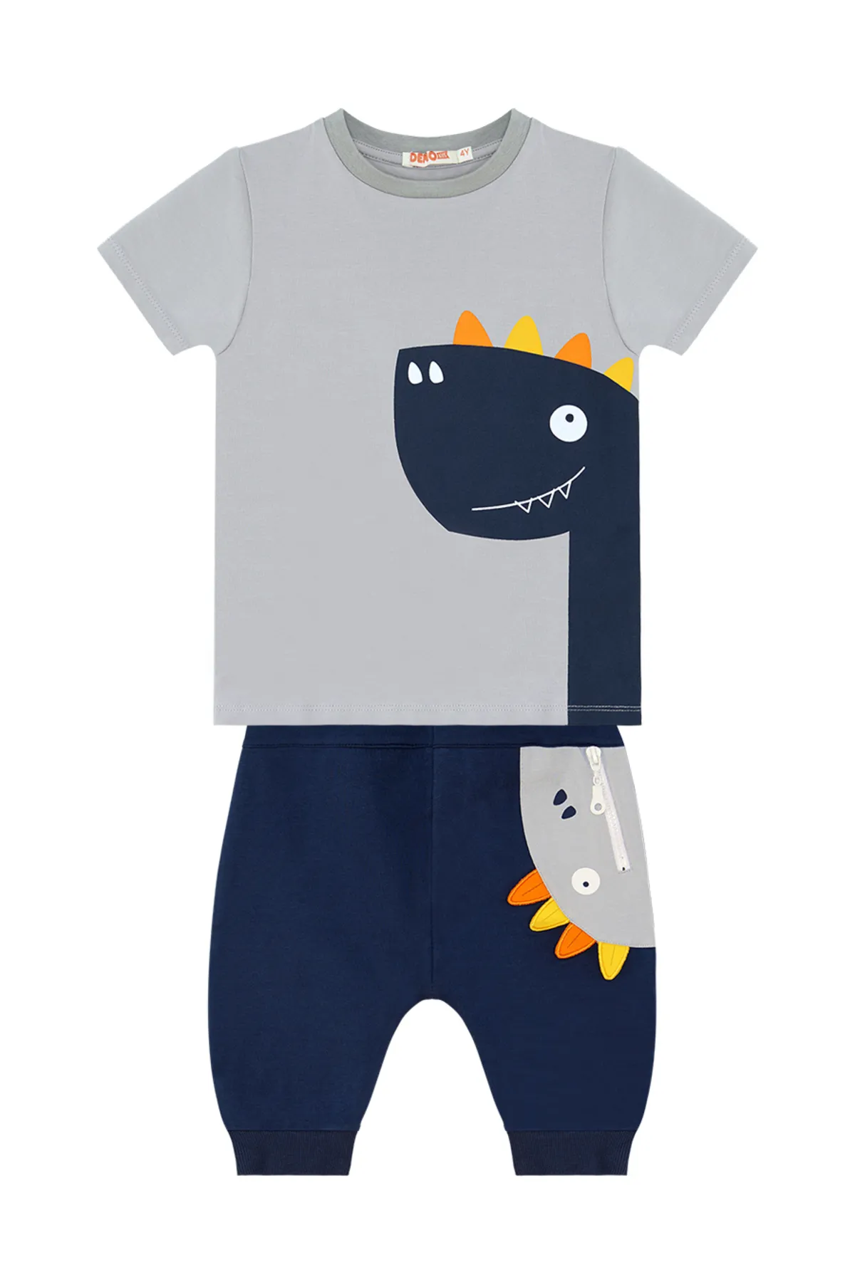 Denokids  Zipper Dino T-Shirt-Capri-Shorts-Set für Jungen