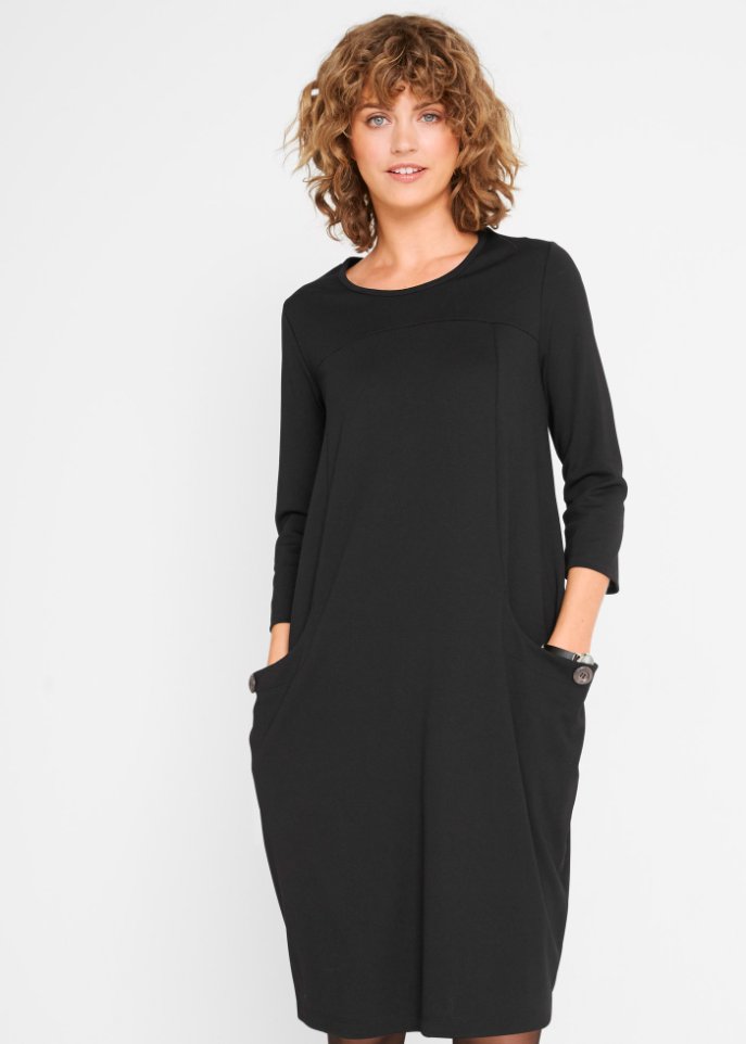 Knieumspielendes Ballonkleid mit Taschen aus Punto di Roma, 3/4 Arm