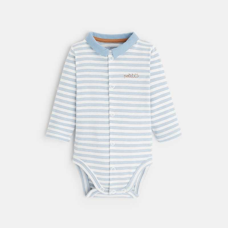 Body manches longues rayé bleu naissance