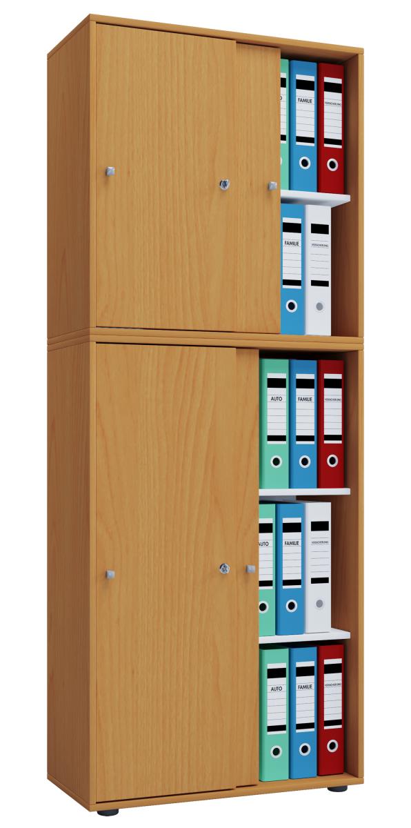 VCM Büroschrank Lona XXL mit Schiebetüren Buche