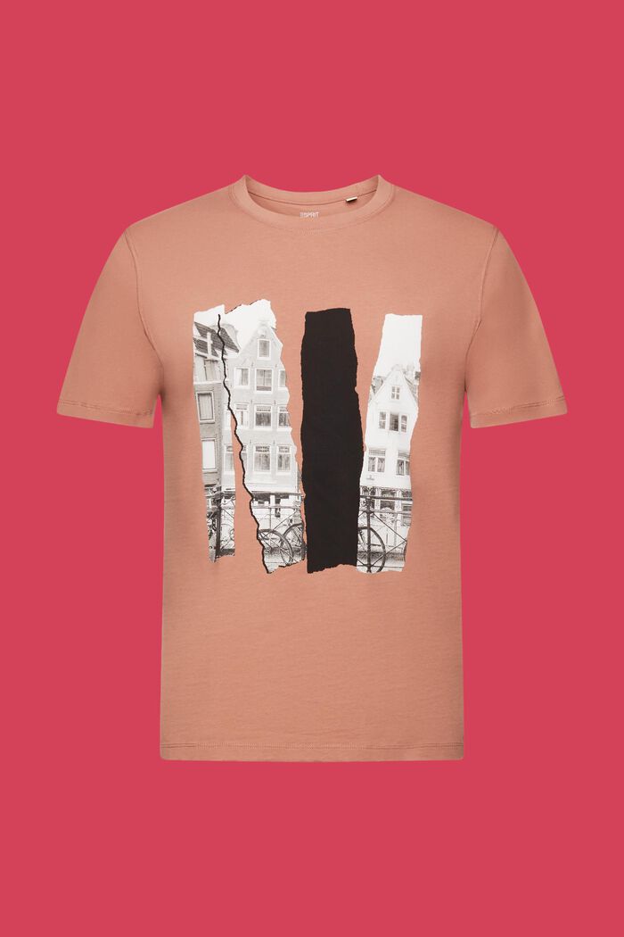 Rundhals-T-Shirt mit Print, 100 % Baumwolle