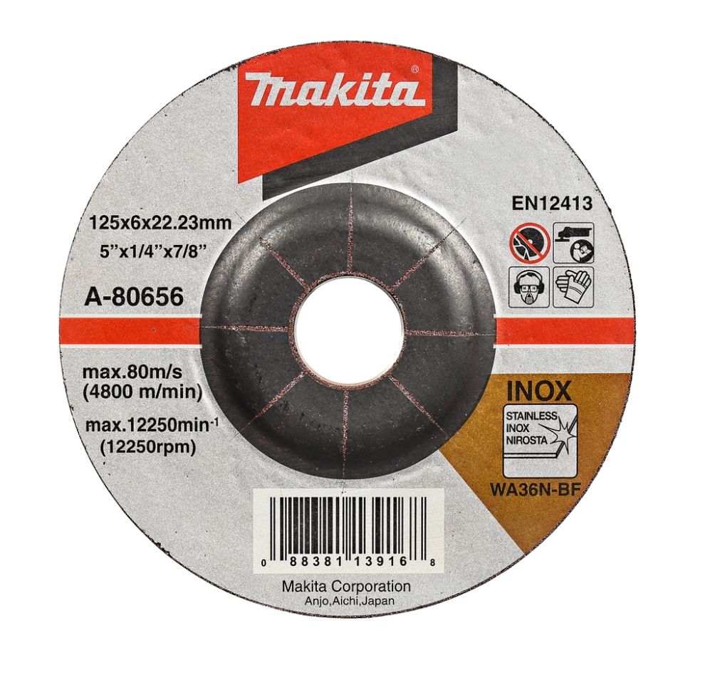 Makita tartozékok A-80656 sorjázó tárcsa 125x6mm rozsdamentes acél