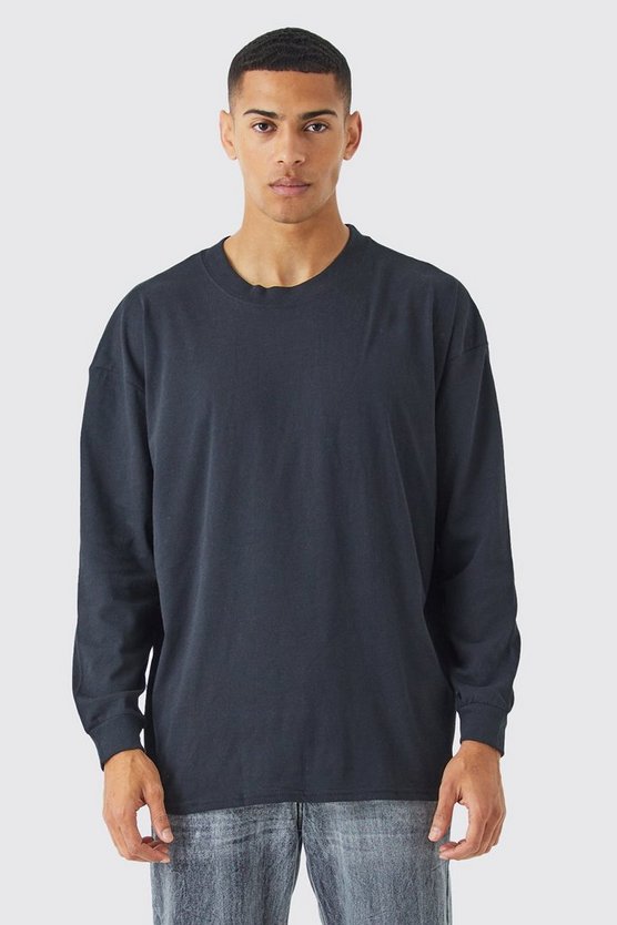 Langärmliges Oversize Rundhals T-Shirt