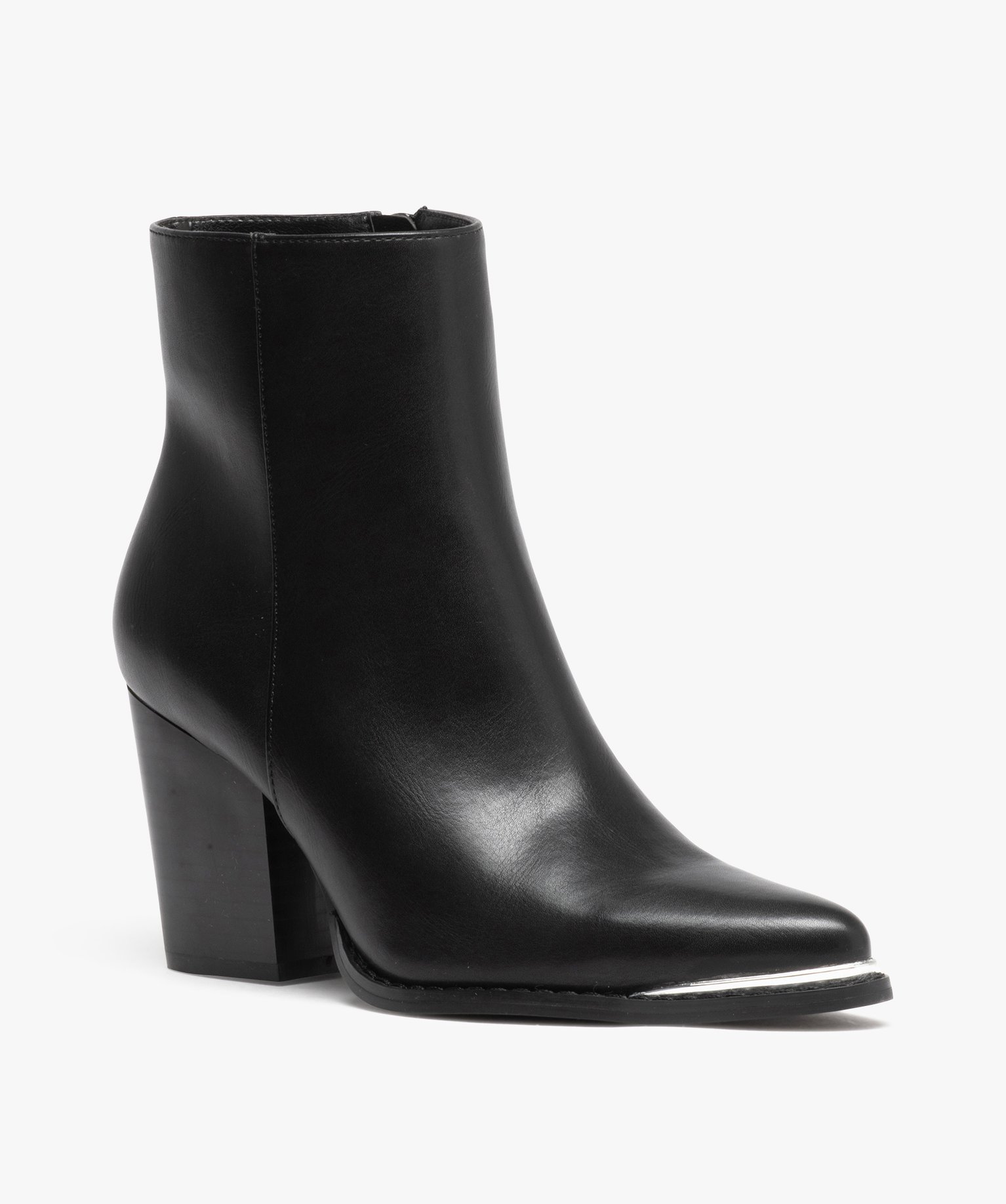 Boots femme unies à talon haut carré et bout pointu à lis... noir | GEMO