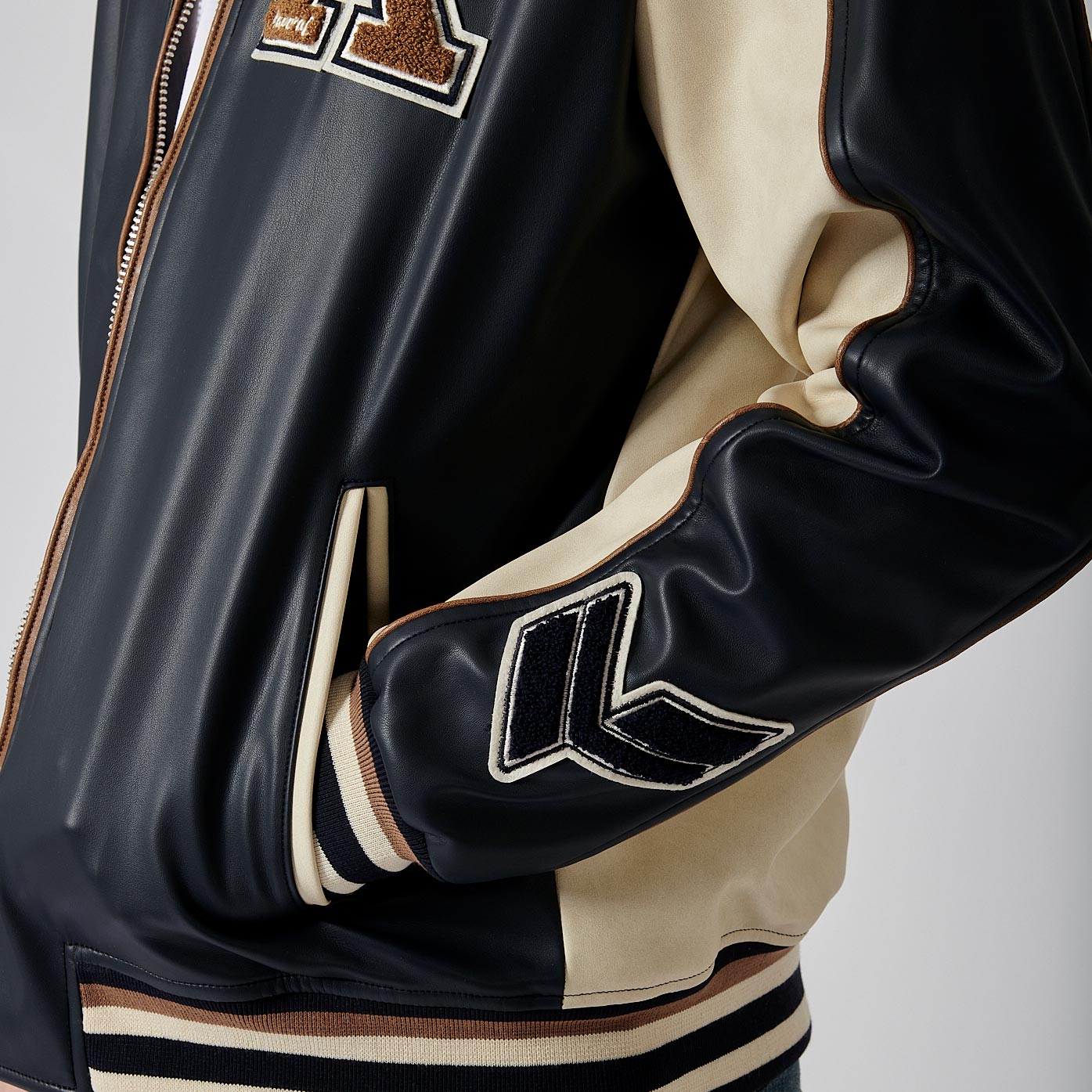 MONGI  Blouson bleu style université homme