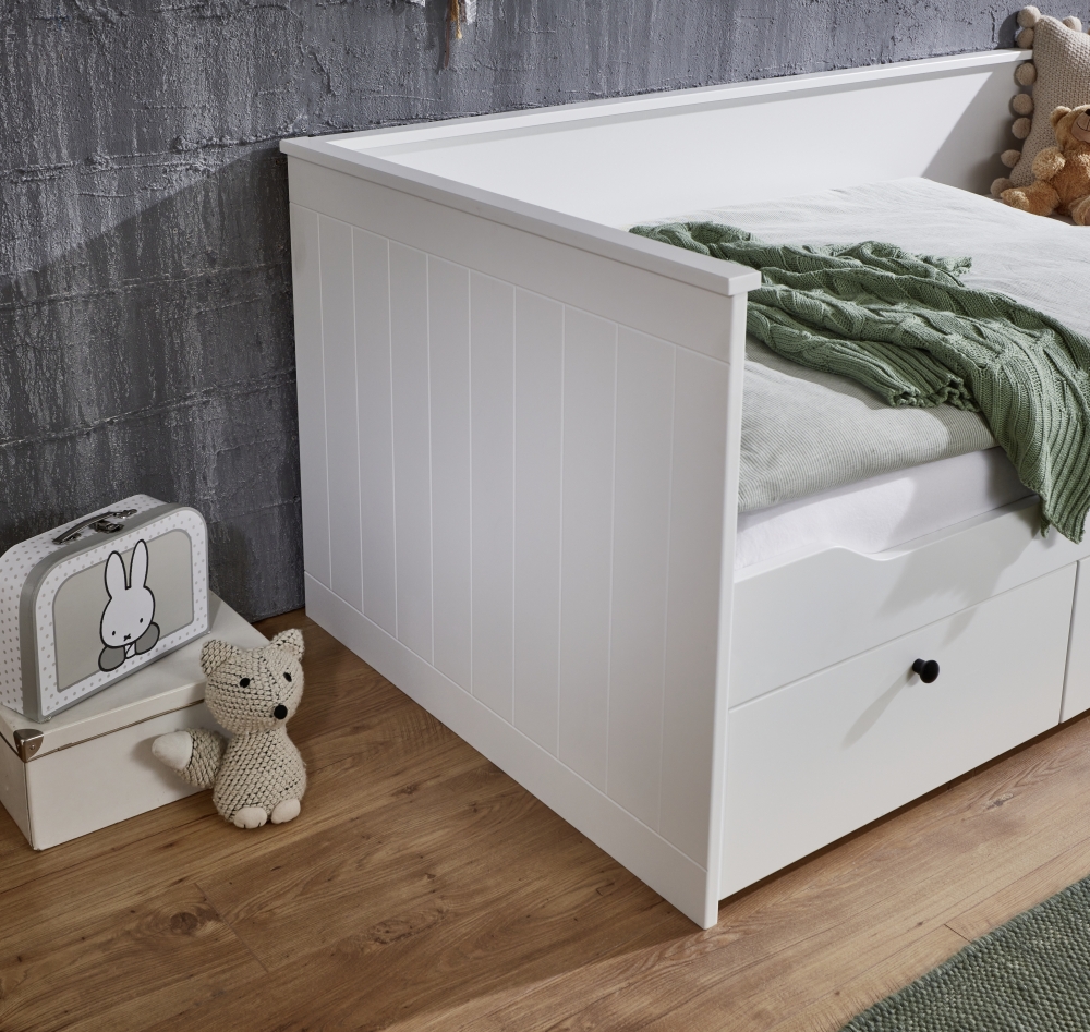 Relita Funktionsbett eLeona 90x200 cm inkl. LR, Schaum-Matratze Allergena, 3 Schubladen, Ausf. Weiß