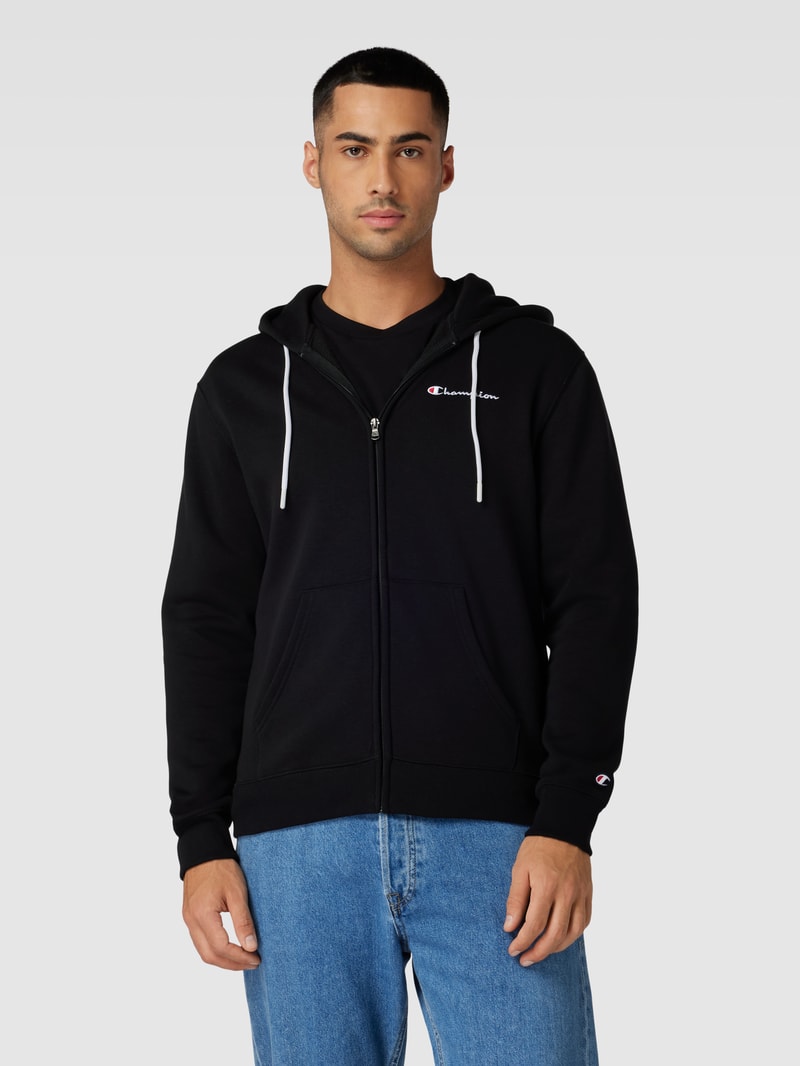 Sweatjacke mit Logo-Stitchings in schwarz