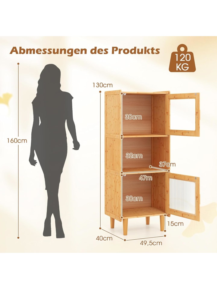 COSTWAY Küchenschrank Bambus 49,5 x 40 x 130 cm in Hellbraun günstig kaufen onesize
