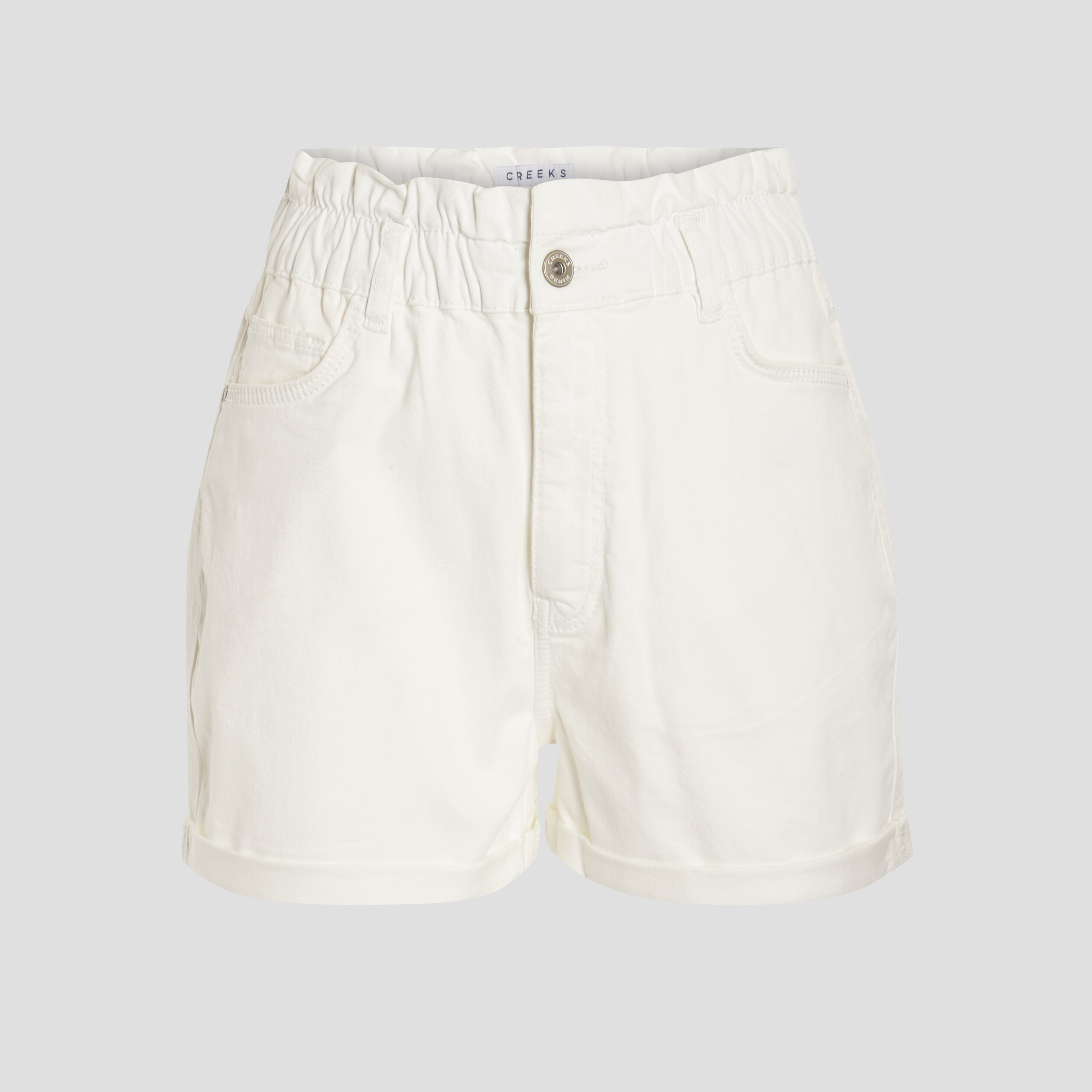 Short droit taille haute élastiquée ivoire femme | La Halle