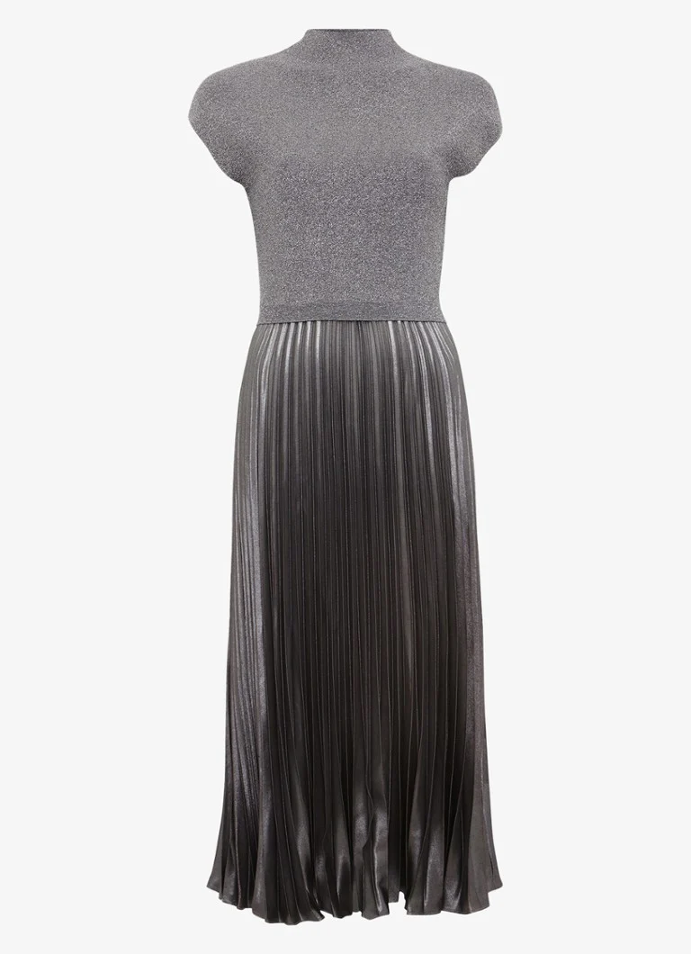 Phase Eight Jayla midi dress with pleated and metallic finish