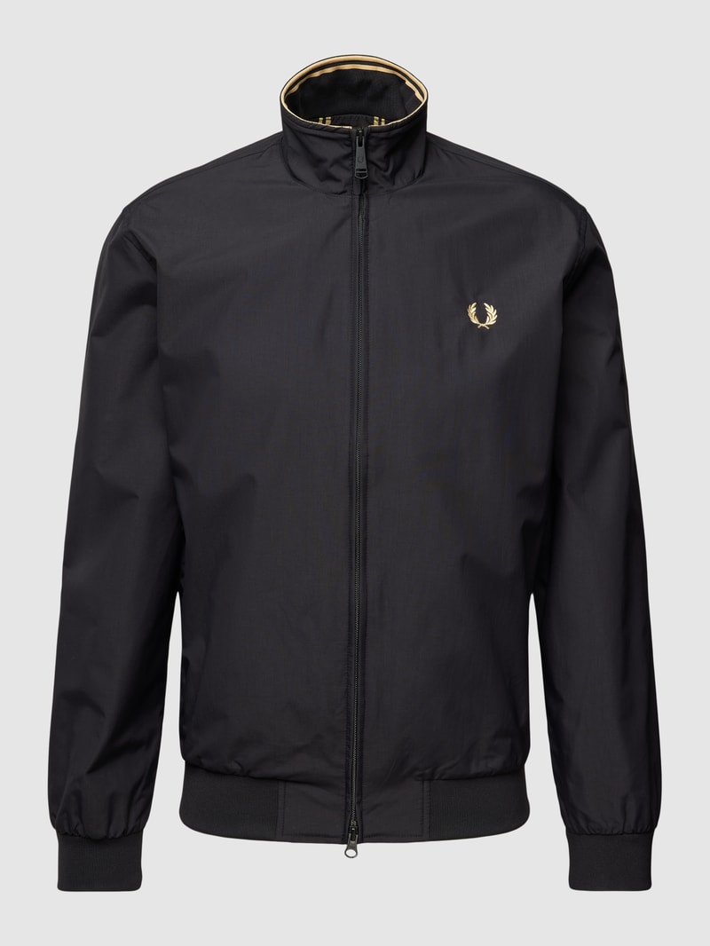 Jacke mit Label-Stitching Modell 'Brentham' in schwarz