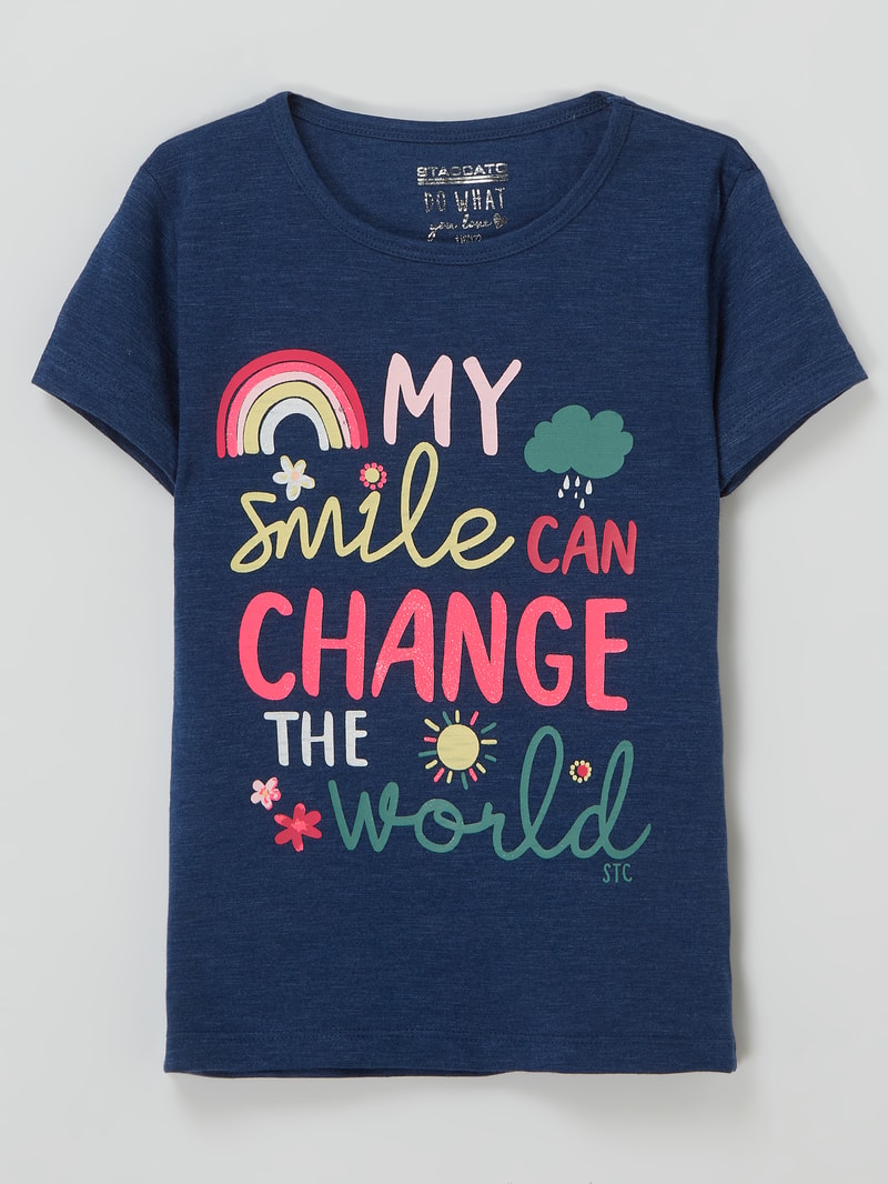 T-Shirt mit Glitter-Effekt in dunkelblau