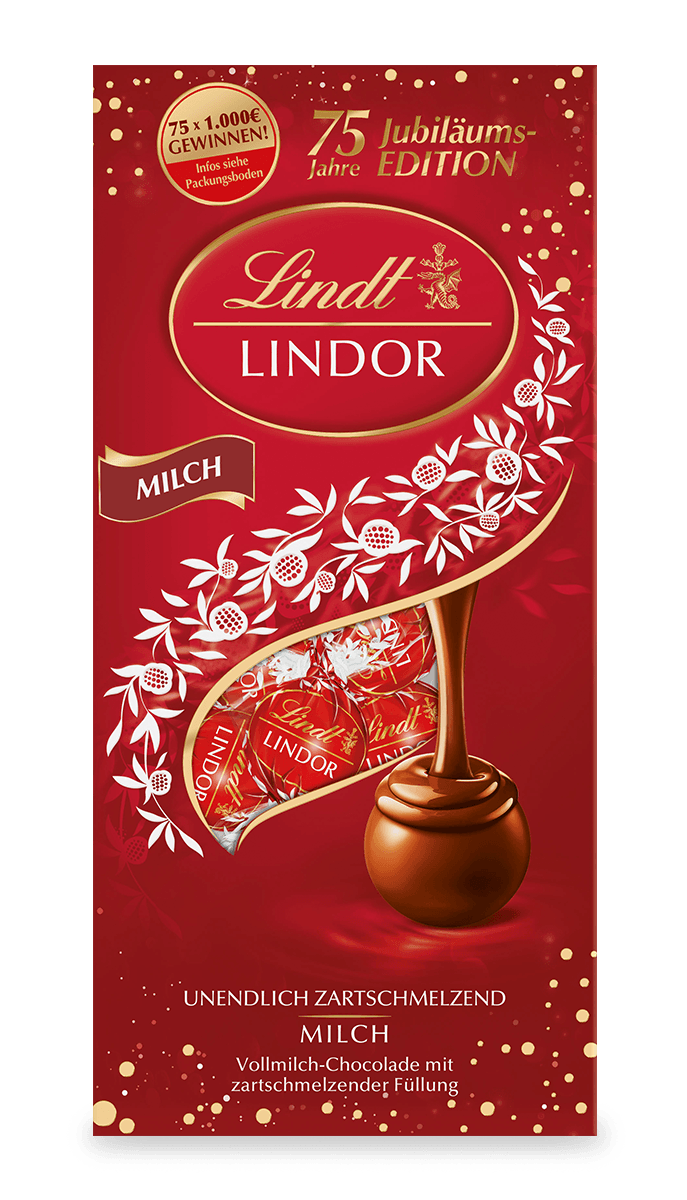 LINDOR Kugel Beutel Milch, 75 Jahre Jubiläum, 137g