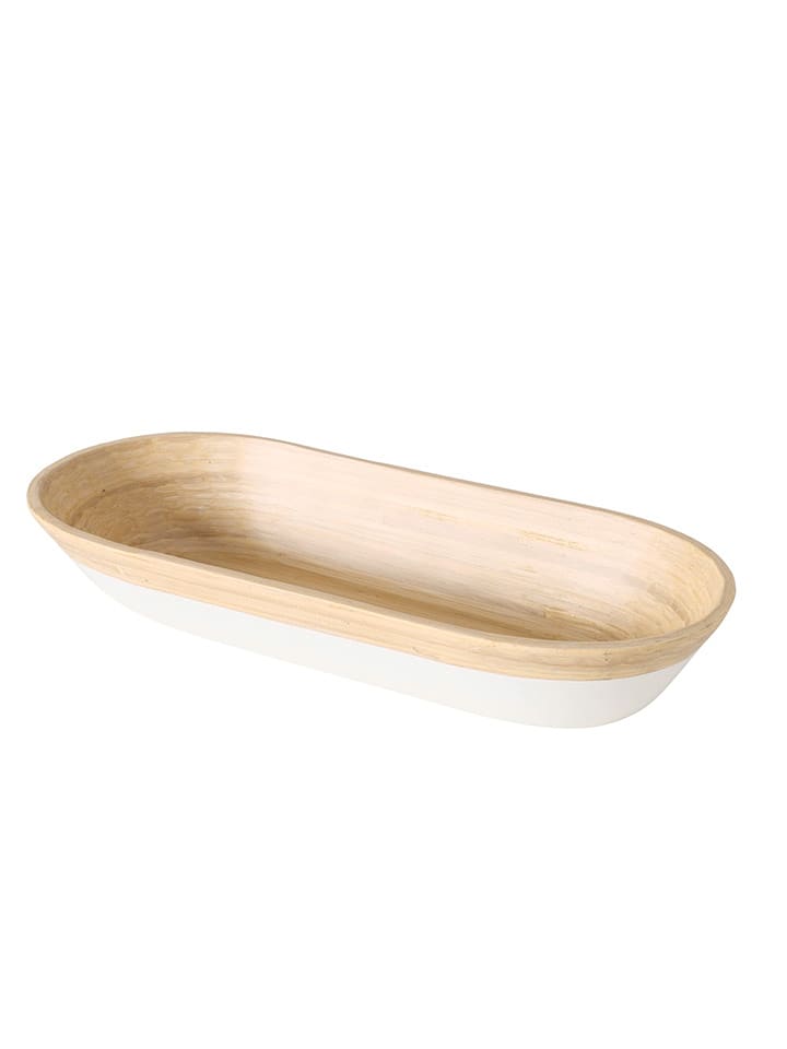 Boltze Dekoschale ''Bambo'' in Weiß/ Beige - (B)45 x (H)6,5 x (T)15 cm günstig kaufen onesize
