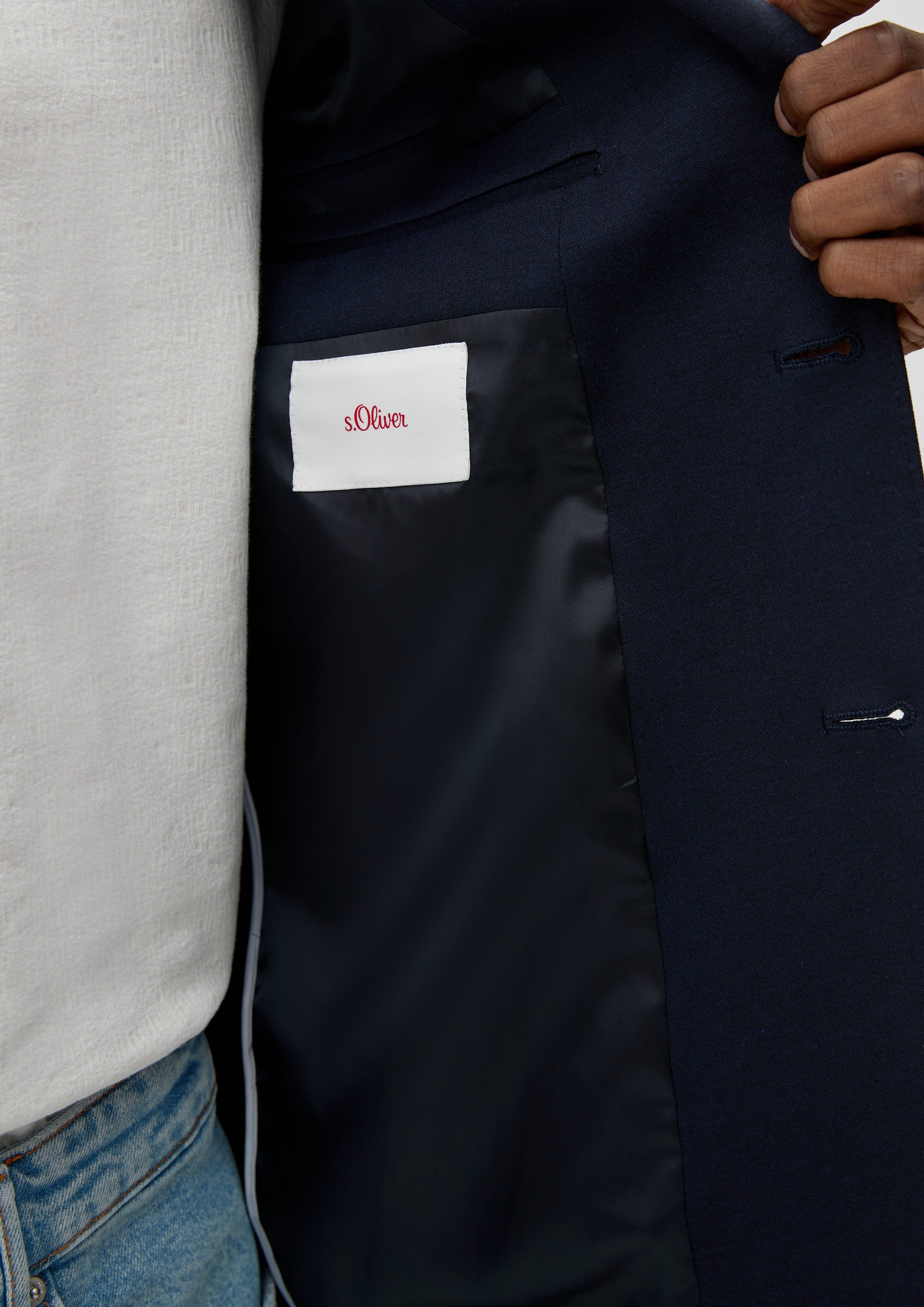 s.Oliver Sakko Slim: Joggsuit-Sakko aus Stretch-Jersey Ziernaht