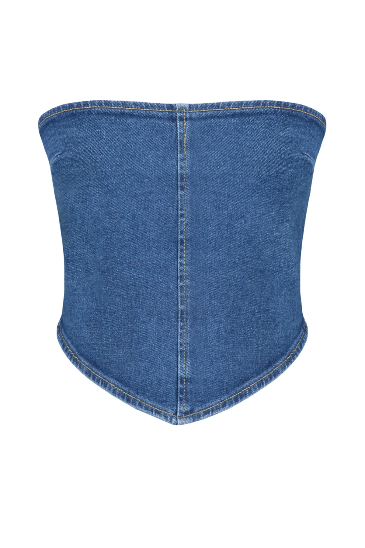Trendyol Collection  Blaues asymmetrisches trägerloses Denim-Bustier TWOSS24BS00002