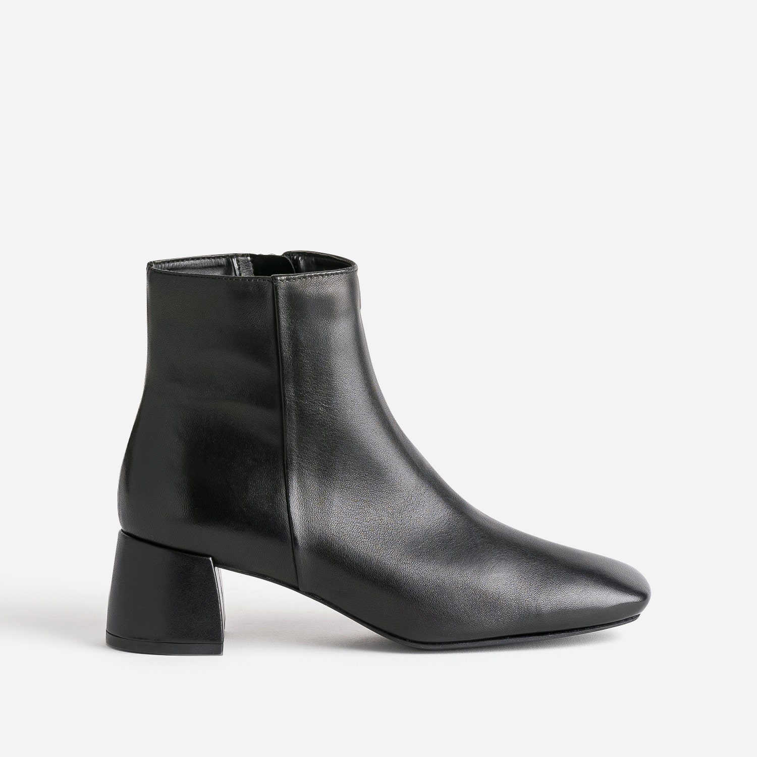 Boots à talon flare noir en cuir