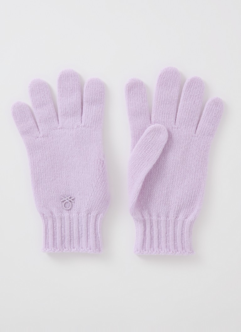 Benetton Fine-knit gloves in wool blend with logo