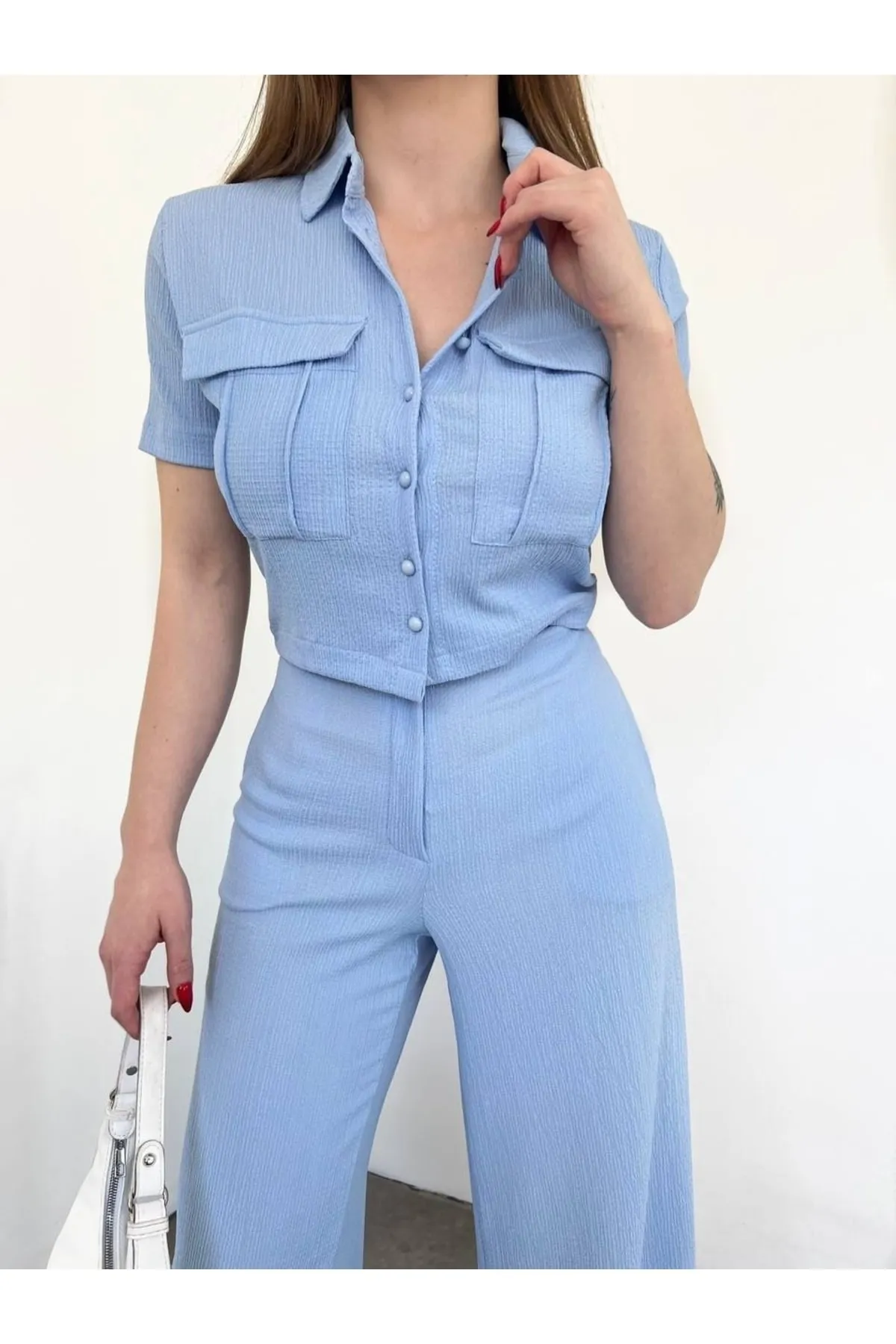VOLT CLOTHİNG  Damen-Hosenanzug mit Knopfdetail und Kappe