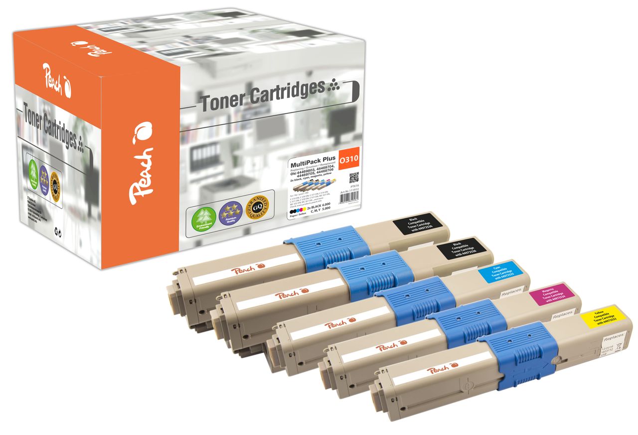 Peach Spar Pack Plus Tonermodule ersetzt Oki 44469704-9803