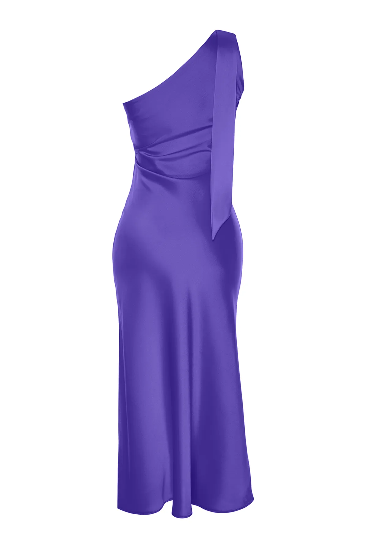 Trendyol Collection  Elegantes Abendkleid aus Satin mit violetten Ärmeln und detaillierten Details TPRSS24EL00092