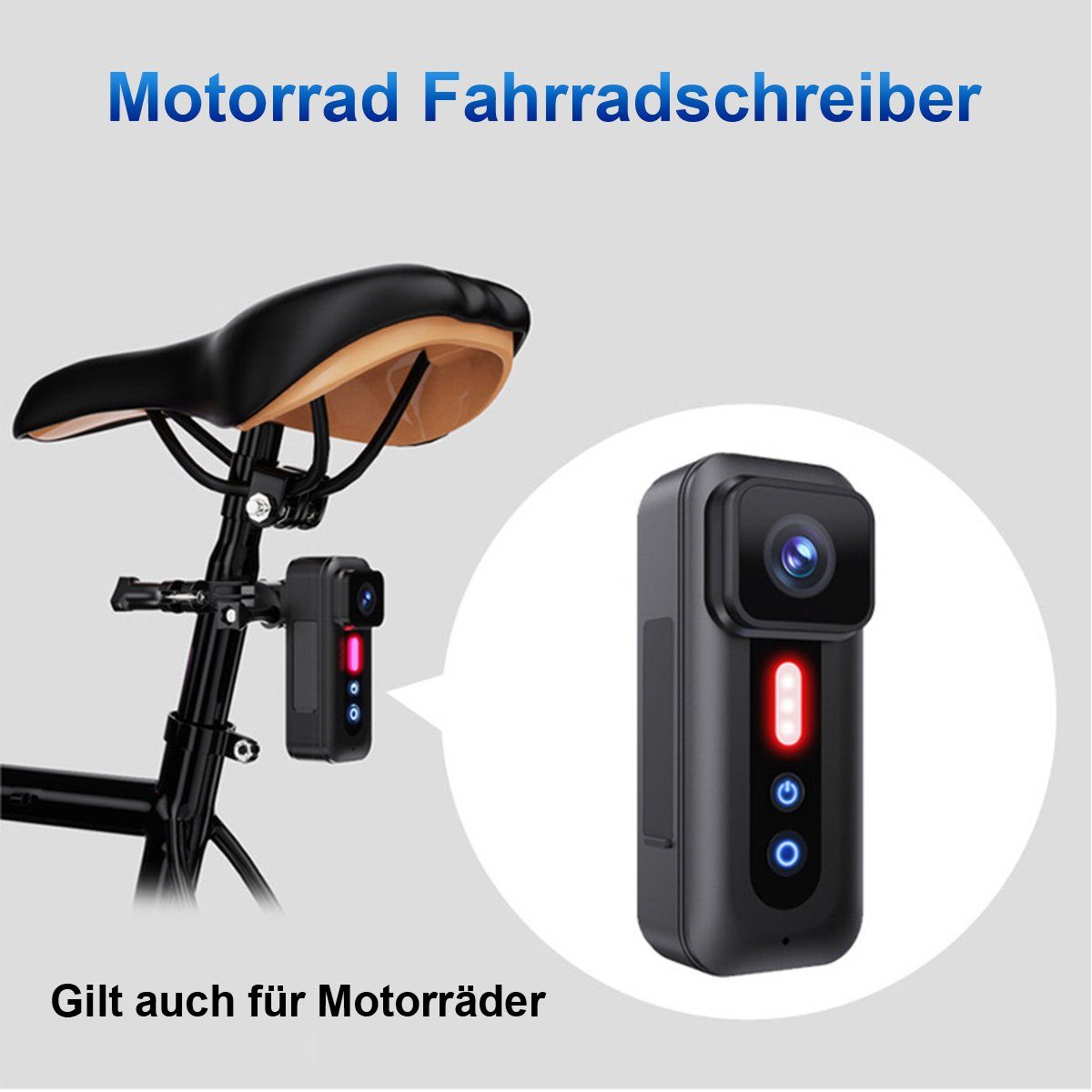 Yoyaxi Fahrrad-Motorrad-Fahrsport-Dashcam 4K, wasserdicht, WiFi-fähig. Dashcam (WLAN-Verbindung für Mobiltelefone, 155°-Weitwinkelansicht)