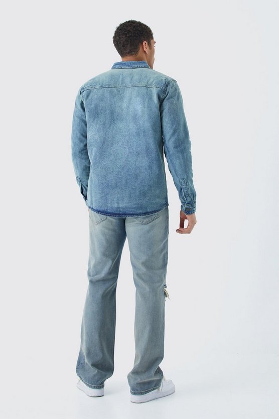 Langärmliges Denim-Overshirt
