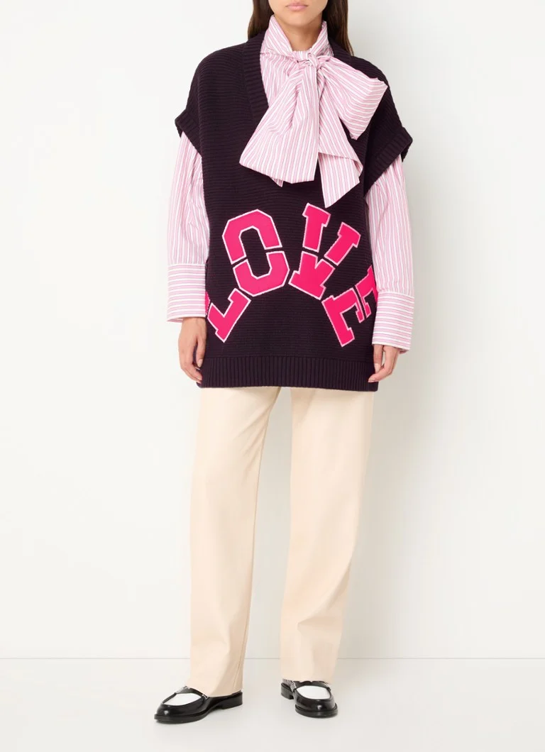 Maglione senza maniche oversize Essential Antwerp Glove in maglia fine ricamata