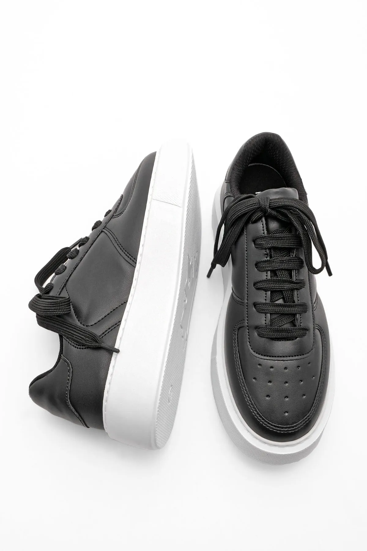 Marjin  Damen Sneaker High Sole Schnürschuhe Sportschuhe Azin schwarz