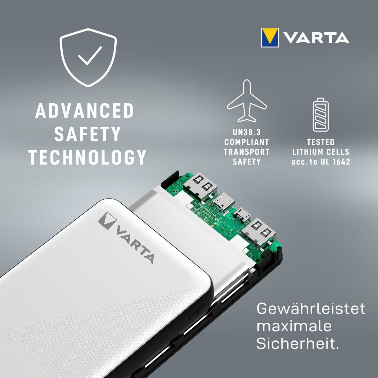 VARTA Power Bank Energy 15000 + Ladekabel 15000mAh Powerbank mit USB Type C Powerbank 15000 mAh (3,7 V, 1 St)